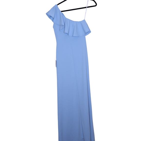 LULUS NEW Last Forever One-Shoulder Ruffled Maxi Dress Powder Blue Women's S - Picture 4 of 13